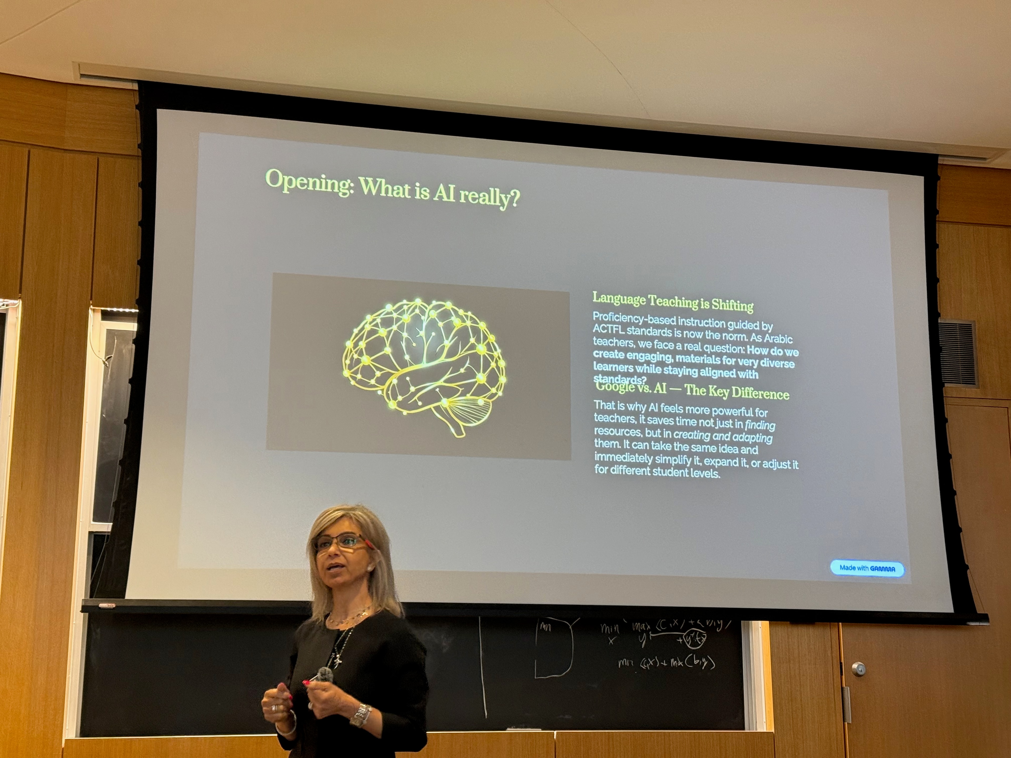 Violette Abawi presenting AI in the Arabic Language Classroom at the 2026 CATA Pedagogy Conference, University of Chicago